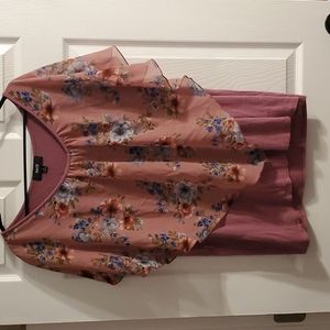 Dusty Pink w/flowers 3X blouse